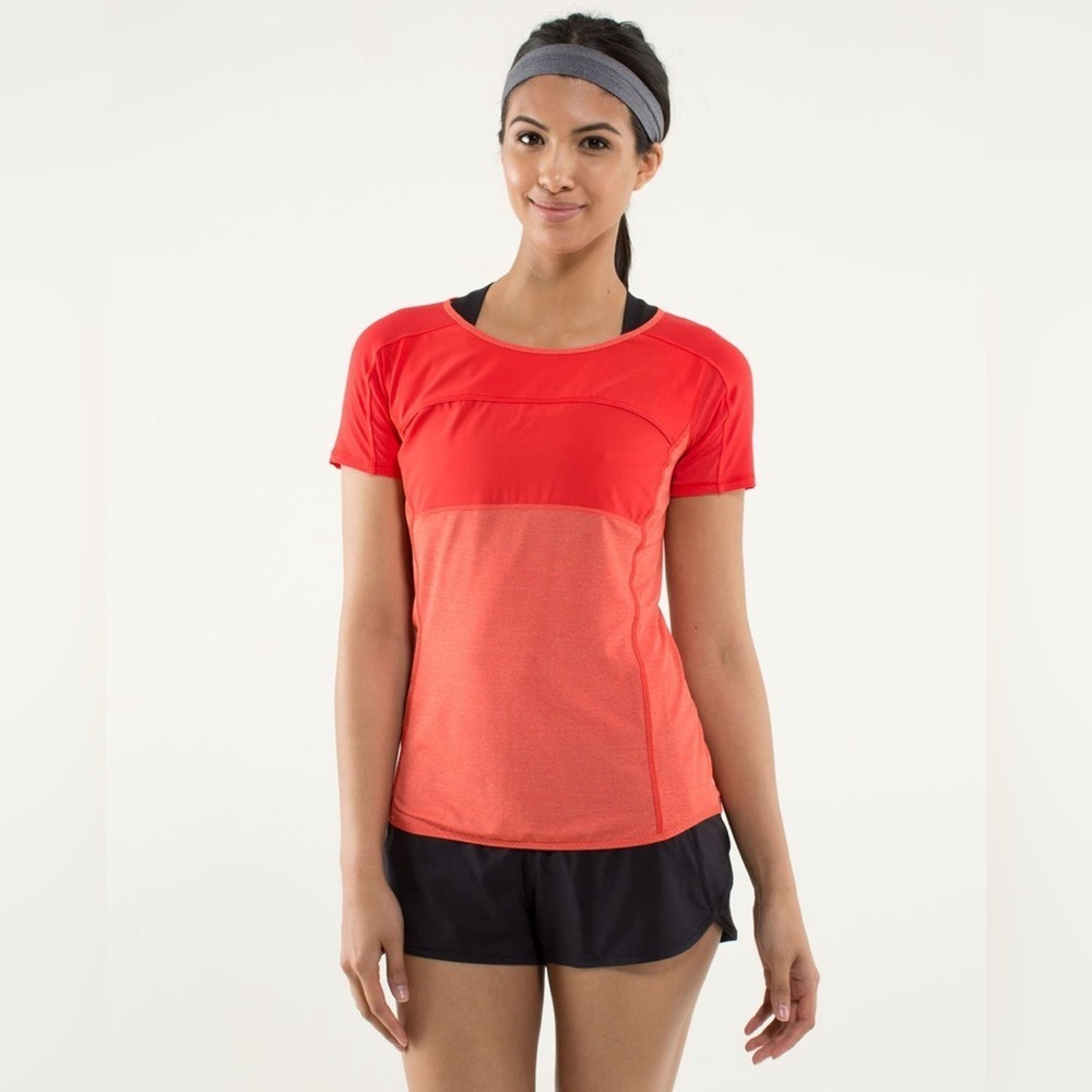 Lululemon Run Fast Track Short Sleeve Top Love Red Size 4 Running